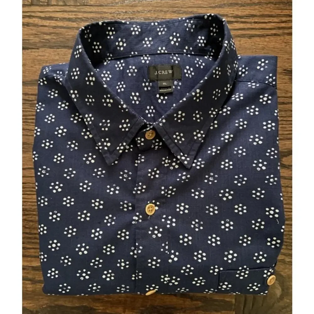 J. Crew Long Sleeve Button-Up Shirt Men's XL Cotton Blue